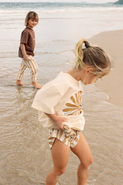 RHYTHM KIDS VACATION JAM – RELAXED FIT ELASTIC WAIST SUMMER SHORTS – GOLDEN YELLOW