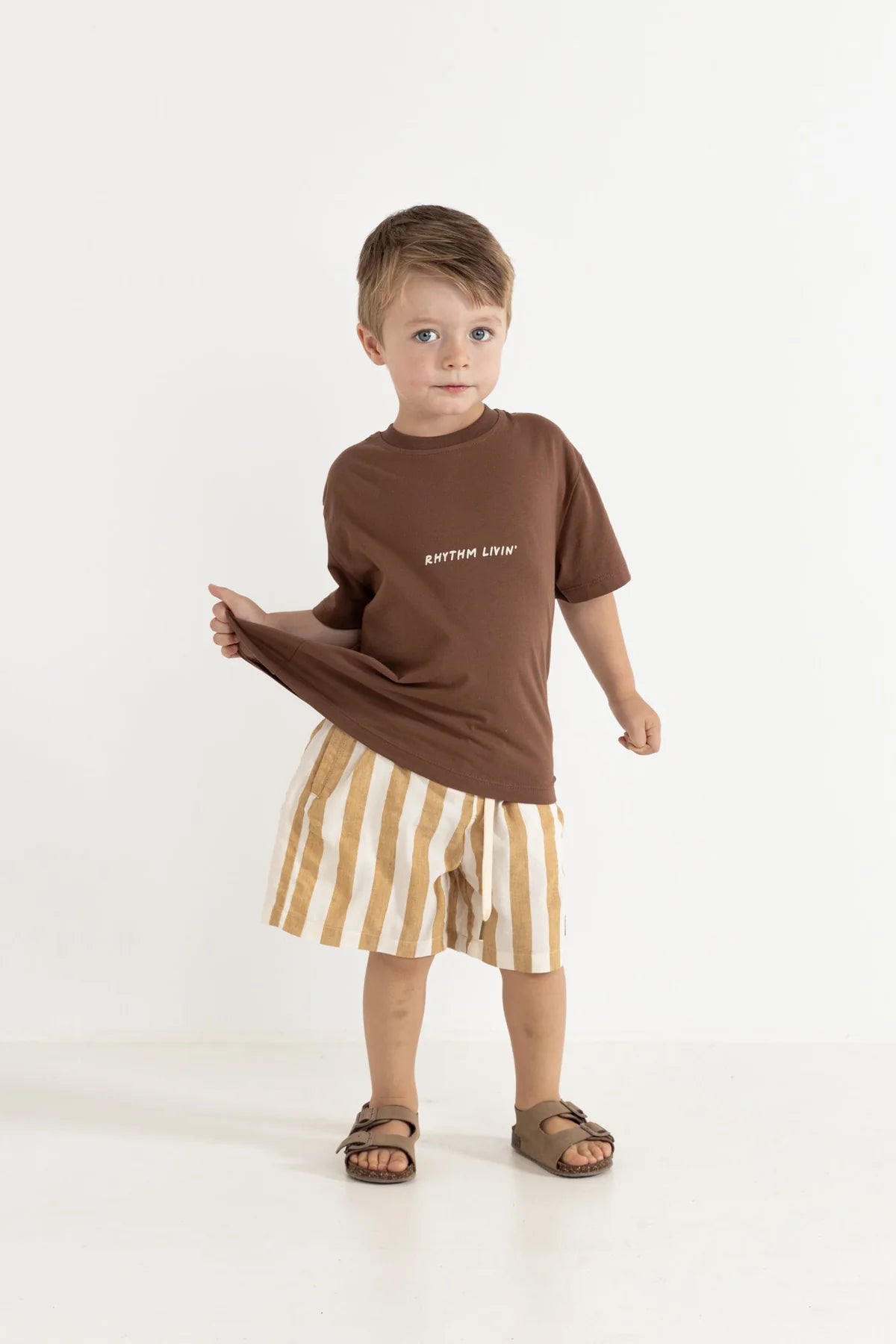 RHYTHM KIDS VACATION JAM – RELAXED FIT ELASTIC WAIST SUMMER SHORTS – GOLDEN YELLOW