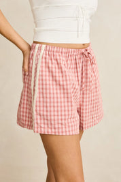 RHYTHM KIRRA CHECK SHORT WOMENS RELAXED A-LINE SUMMER SHORT PINK STRIPE