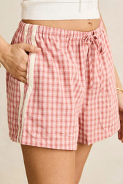 RHYTHM KIRRA CHECK SHORT WOMENS RELAXED A-LINE SUMMER SHORT PINK STRIPE