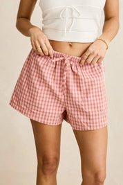 RHYTHM KIRRA CHECK SHORT WOMENS RELAXED A-LINE SUMMER SHORT PINK STRIPE