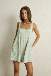 RHYTHM KIRRI CHECK ROMPER - GREEN