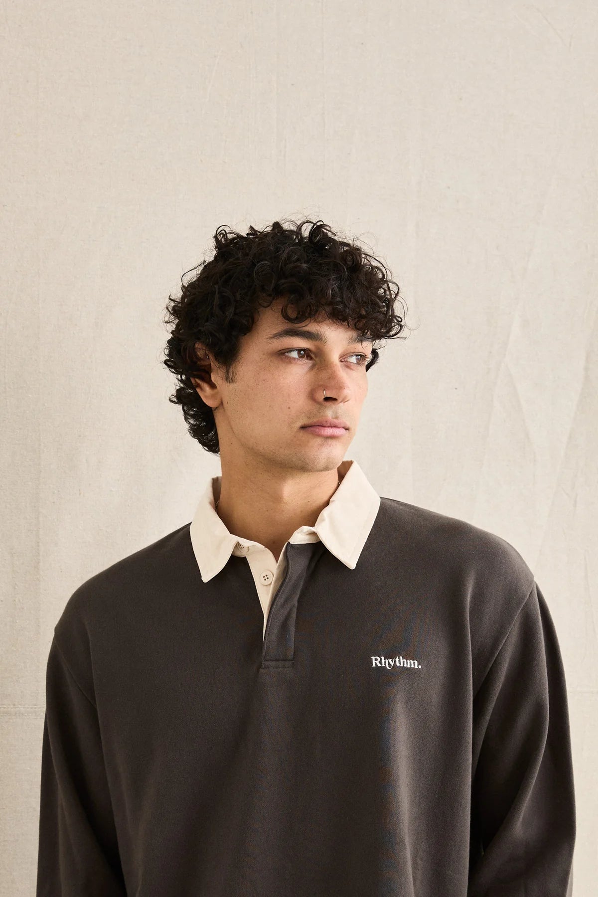 RHYTHM KOA VINTAGE RUGBY LONG SLEEVE POLO OLIVE