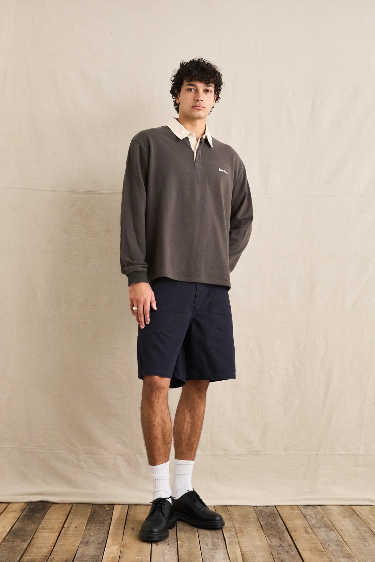 RHYTHM KOA VINTAGE RUGBY LONG SLEEVE POLO OLIVE