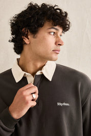 RHYTHM KOA VINTAGE RUGBY LONG SLEEVE POLO OLIVE