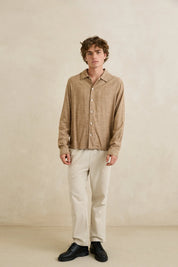 RHYTHM LINEN CHAMBRAY LS SHIRT – COFFEE