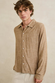 RHYTHM LINEN CHAMBRAY LS SHIRT – COFFEE
