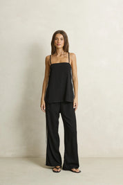 RHYTHM LINEN LACE TOP - BLACK