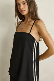 RHYTHM LINEN LACE TOP - BLACK