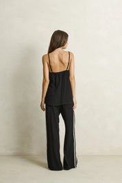 RHYTHM LINEN LACE TOP - BLACK