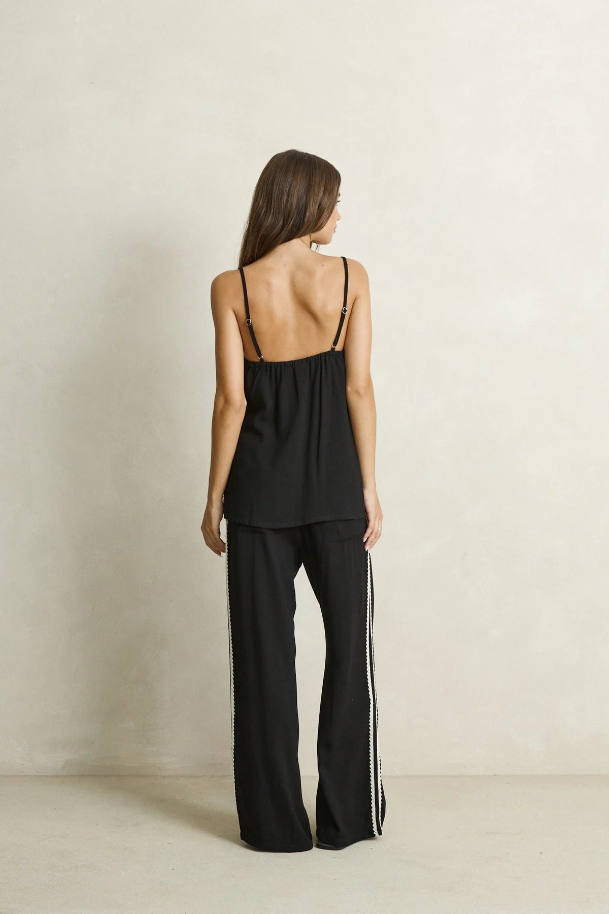 RHYTHM LINEN LACE TRACK PANT - BLACK
