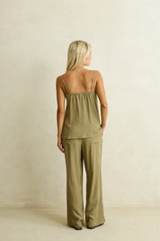 RHYTHM LINEN LACE TRACK PANT - OLIVE