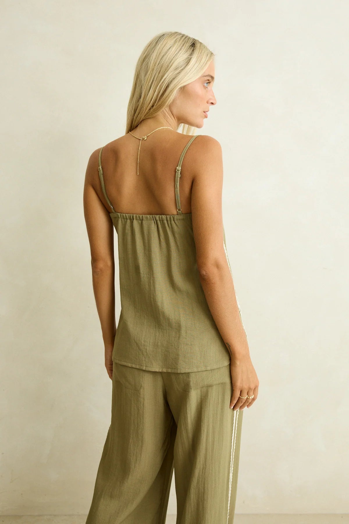 RHYTHM LINEN LACE TRACK PANT - OLIVE