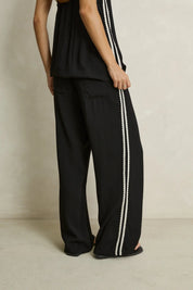 RHYTHM LINEN LACE TRACK PANT - BLACK