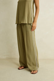 RHYTHM LINEN LACE TRACK PANT - OLIVE