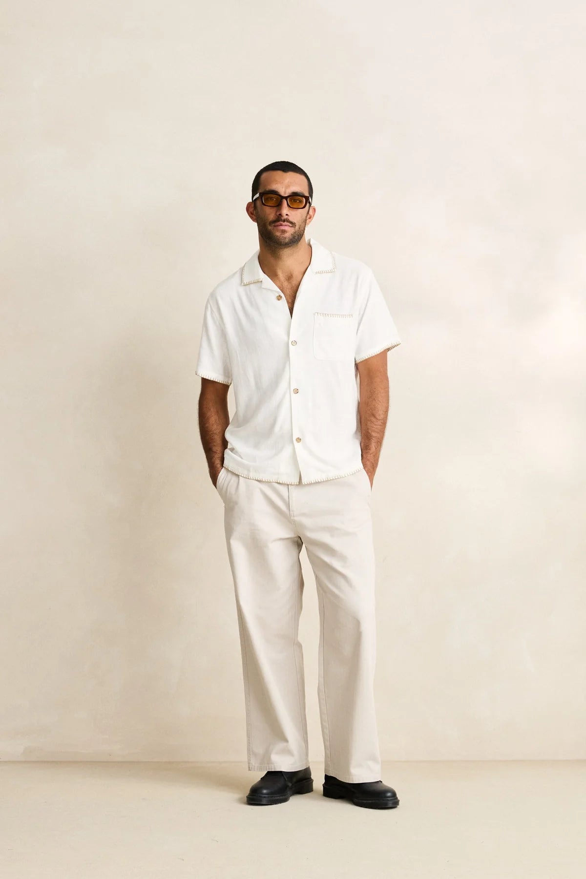 RHYTHM LINEN WHIP STITCH SS SHIRT – VINTAGE WHITE