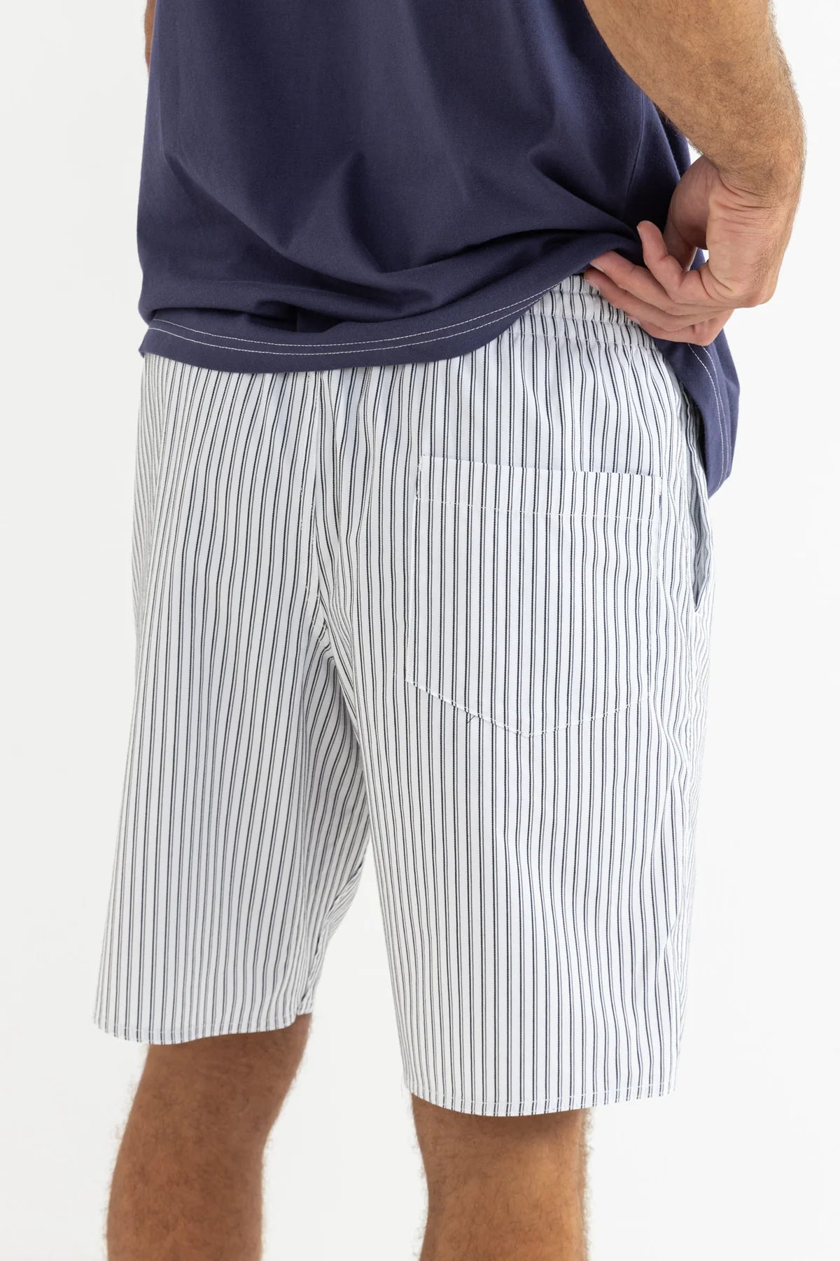RHYTHM LOCAL JAM STRIPE SHORT ELASTIC WAIST WHITE