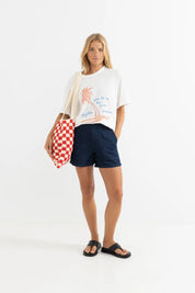 RHYTHM LOLA CHECK CROCHET TOTE BAG – COTTON CROCHET CHECKERBOARD TOTE – FIRE