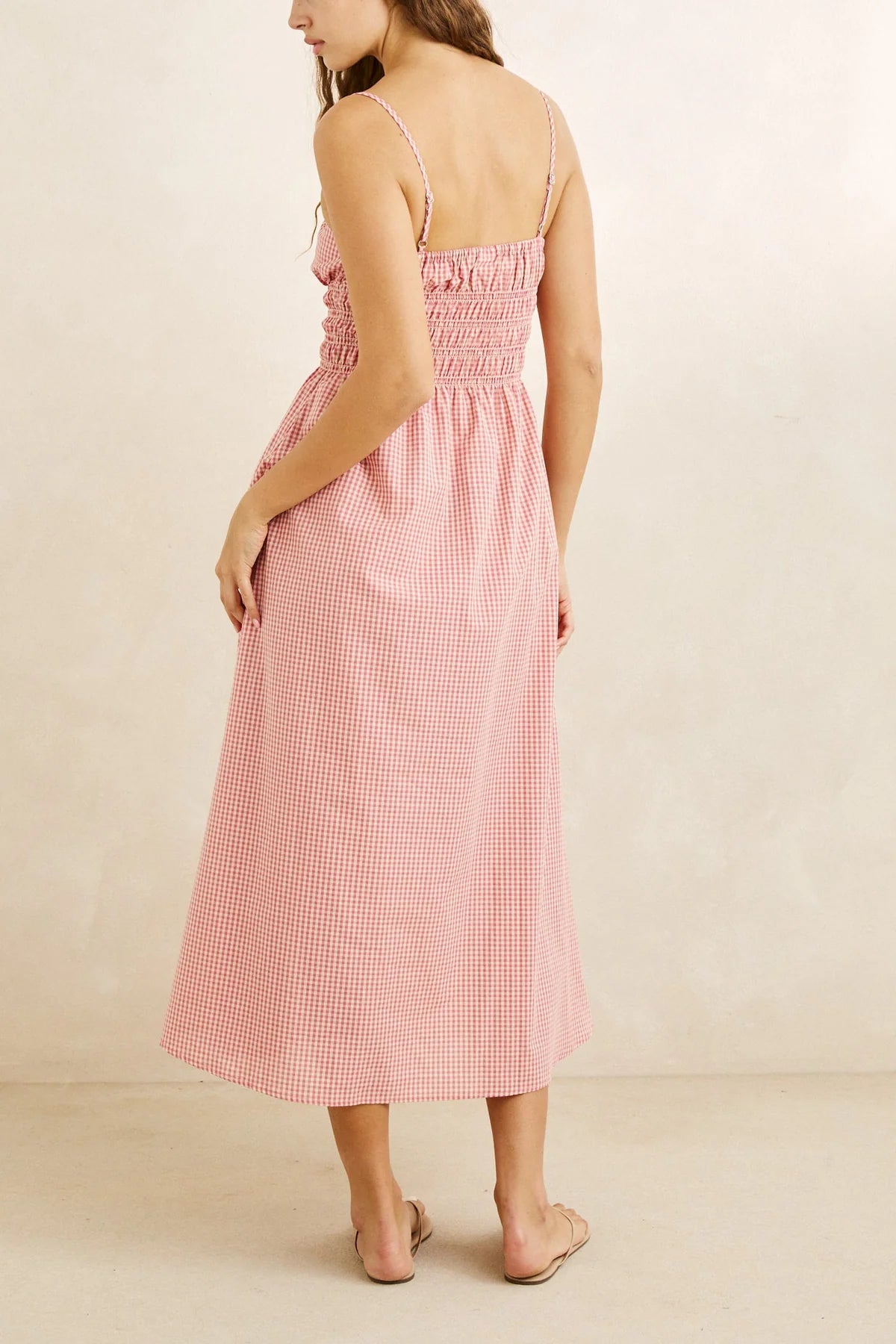 RHYTHM LOLA CHECK MIDI DRESS - PLUM