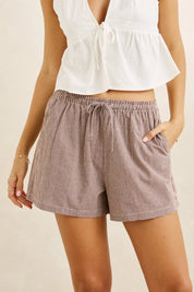 RHYTHM LONDON CHECK BEACH SHORT – CHOCOLATE