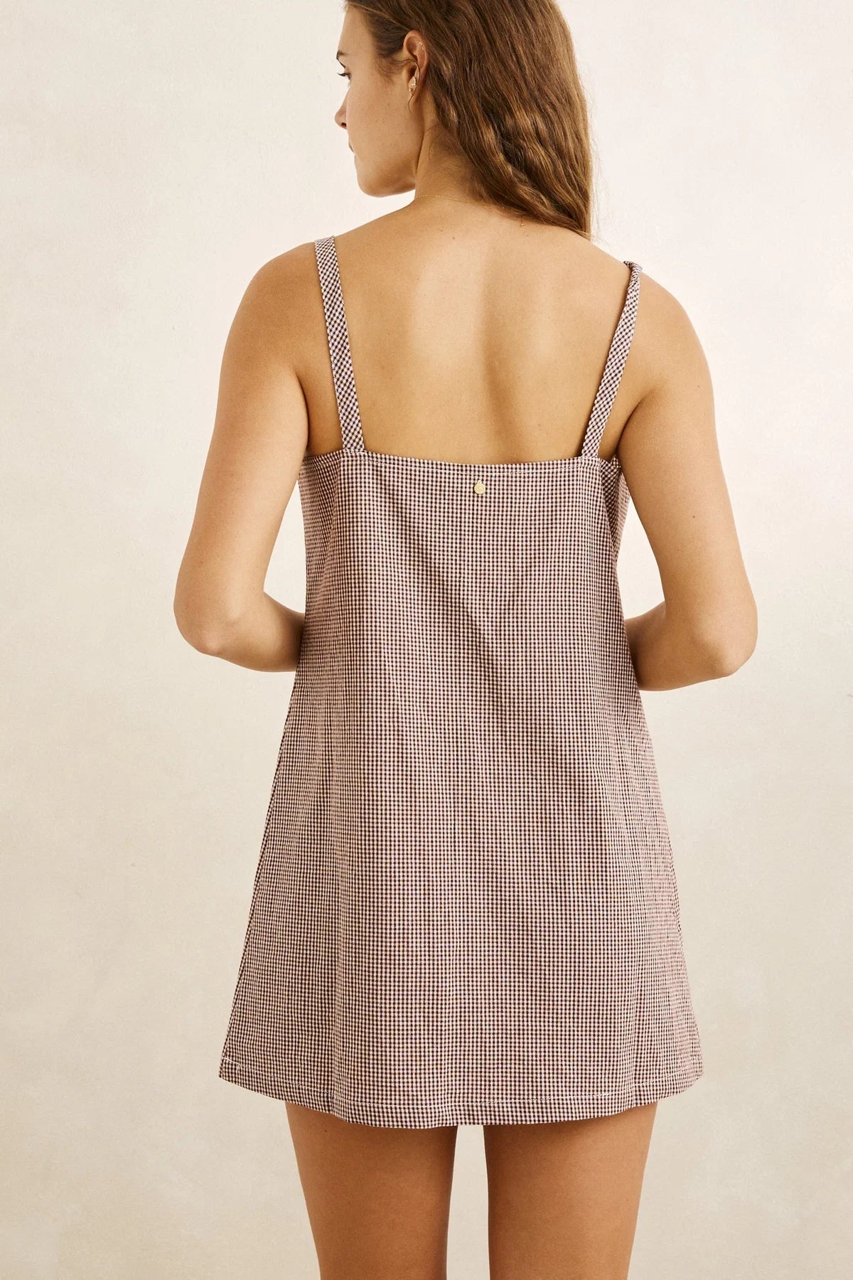 RHYTHM LONDON CHECK SLIP DRESS – CHOCOLATE