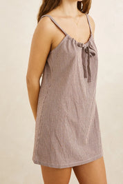 RHYTHM LONDON CHECK SLIP DRESS – CHOCOLATE
