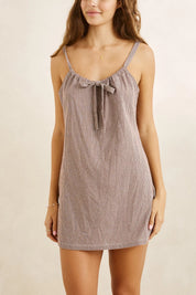 RHYTHM LONDON CHECK SLIP DRESS – CHOCOLATE