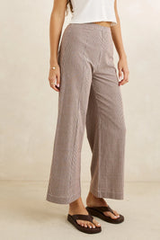 RHYTHM LONDON CHECK WIDE LEG PANT – CHOCOLATE