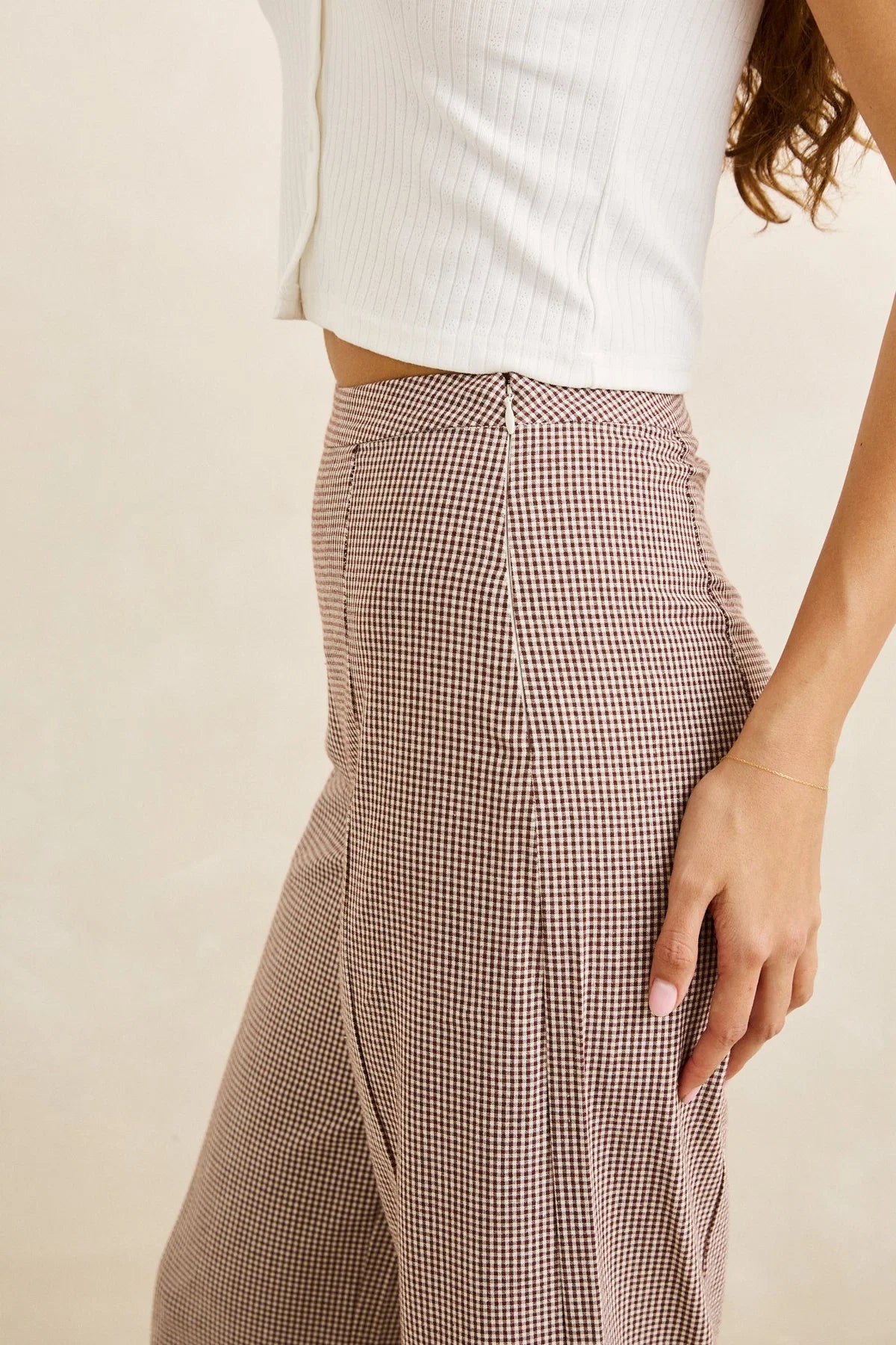 RHYTHM LONDON CHECK WIDE LEG PANT – CHOCOLATE