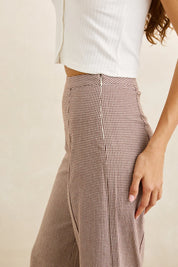RHYTHM LONDON CHECK WIDE LEG PANT – CHOCOLATE