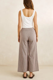 RHYTHM LONDON CHECK WIDE LEG PANT – CHOCOLATE