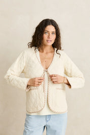 RHYTHM LONDON REVERSIBLE QUILTED JACKET WOMENS LIGHTWEIGHT PUFFER COAT VINTAGE WHITE