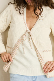 RHYTHM LONDON REVERSIBLE QUILTED JACKET WOMENS LIGHTWEIGHT PUFFER COAT VINTAGE WHITE