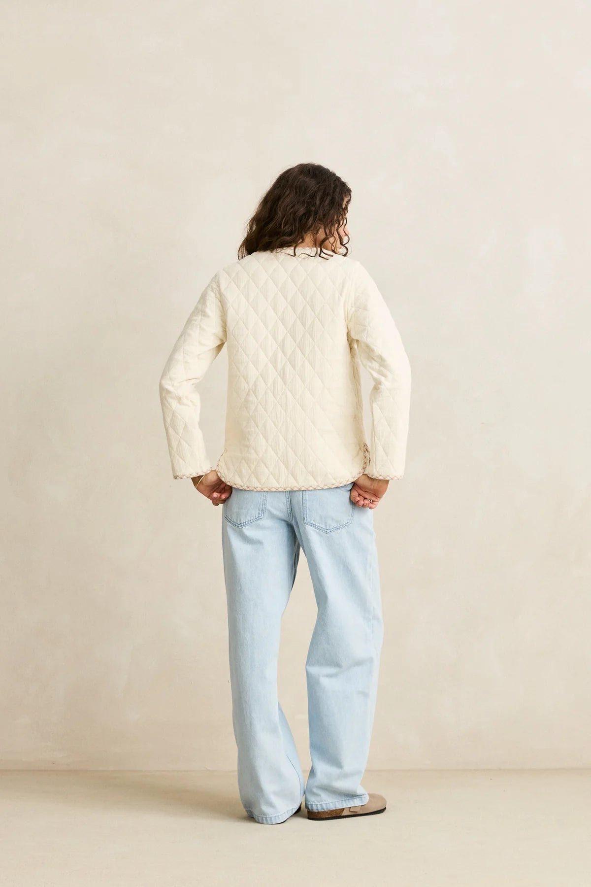 RHYTHM LONDON REVERSIBLE QUILTED JACKET WOMENS LIGHTWEIGHT PUFFER COAT VINTAGE WHITE