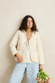 RHYTHM LONDON REVERSIBLE QUILTED JACKET WOMENS LIGHTWEIGHT PUFFER COAT VINTAGE WHITE