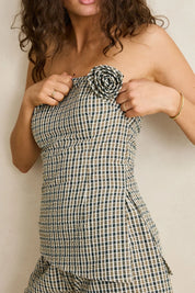 RHYTHM LOTTIE CHECK TOP – BROWN