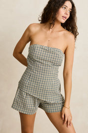 RHYTHM LOTTIE CHECK TOP – BROWN