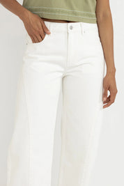 RHYTHM LOW RISE BARREL DENIM PANT WOMENS BAGGY WHITE JEANS STREETWEAR