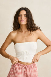 RHYTHM MAGGIE STRAPLESS KNIT TOP WOMENS BANDEAU CROP TOP WHITE SUMMER STYLE