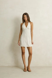 RHYTHM MAISY HALTER MINI DRESS - CREAM