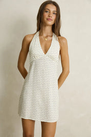 RHYTHM MAISY HALTER MINI DRESS - CREAM