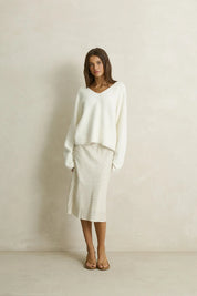 RHYTHM MAISY MIDI SKIRT - CREAM