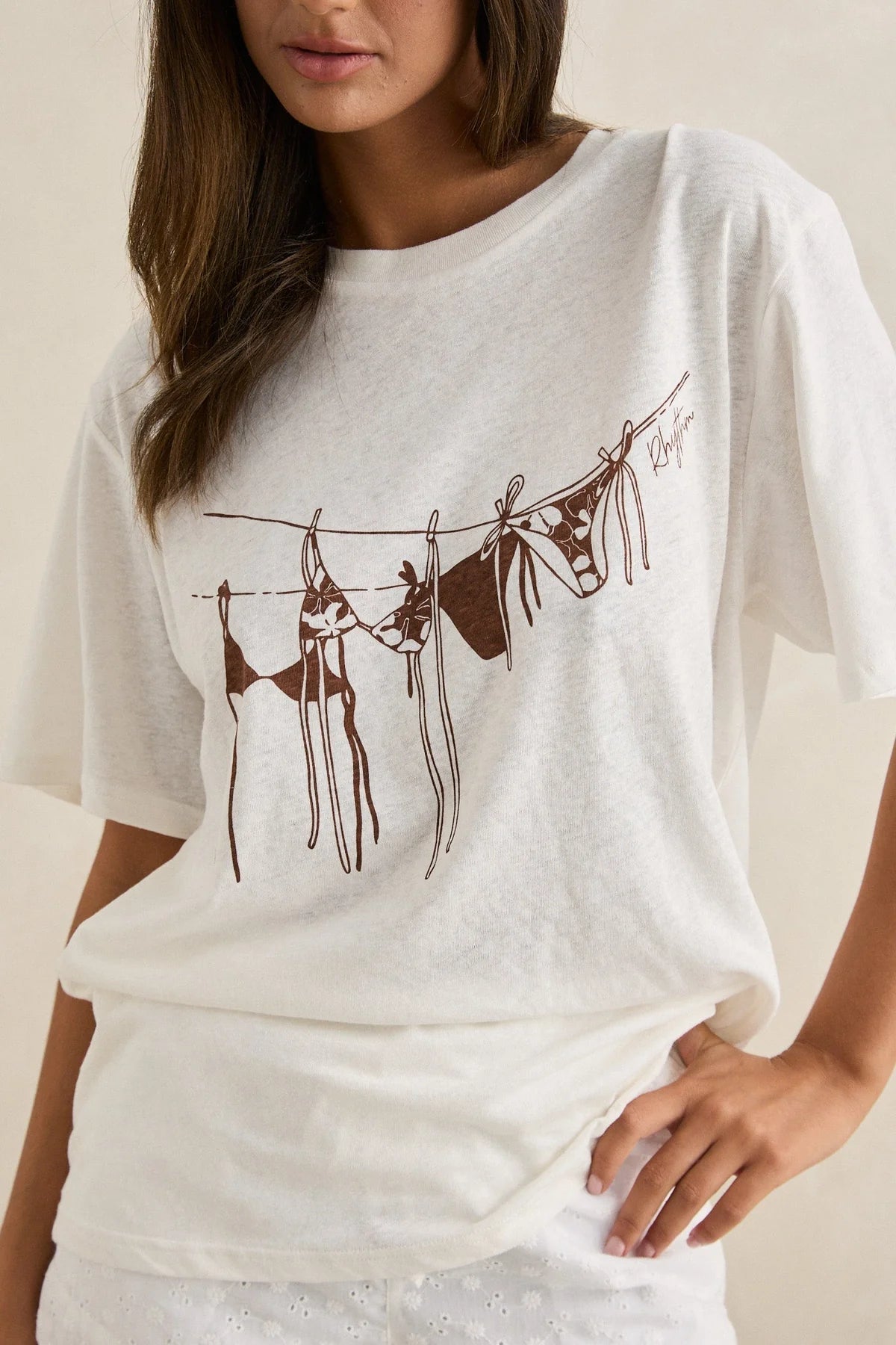 RHYTHM MELIA OVERSIZED T SHIRT CHOCOLATE VINTAGE GRAPHIC WOMENS TEE