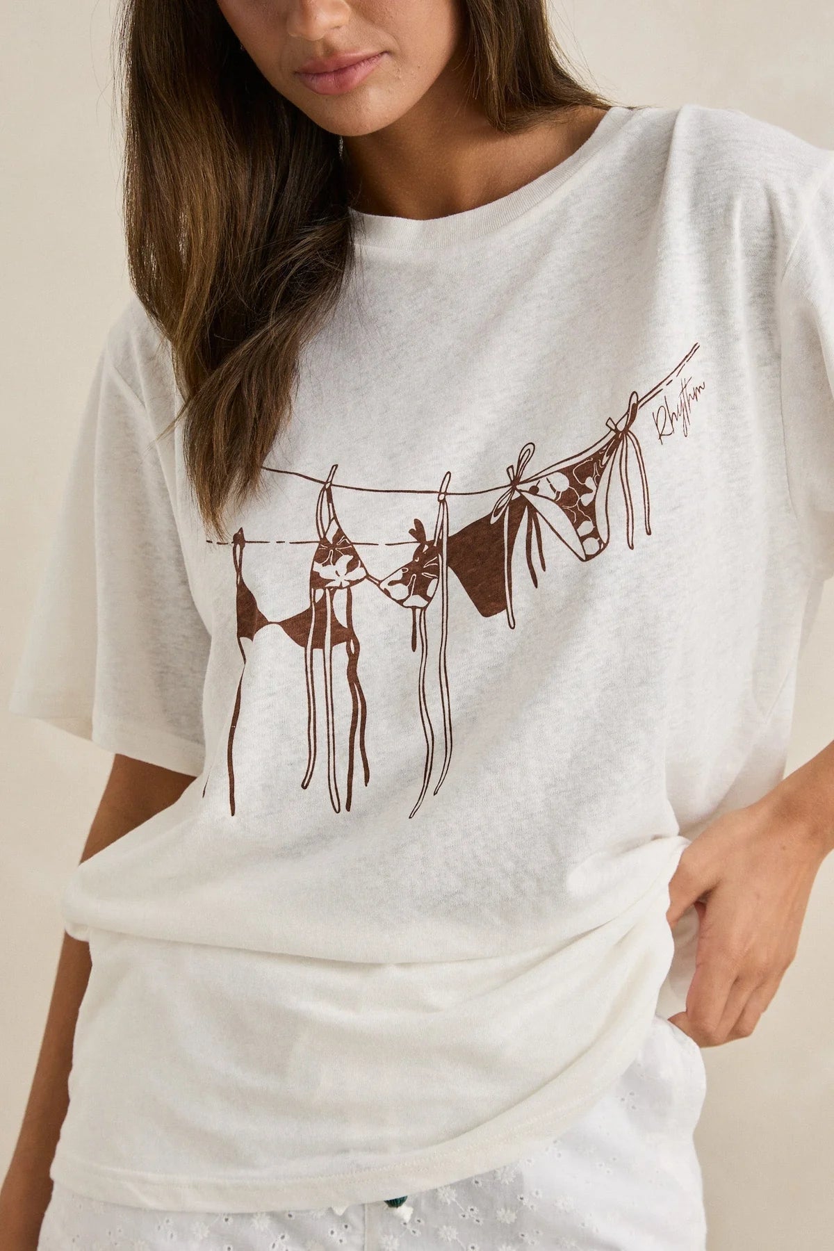 RHYTHM MELIA OVERSIZED T SHIRT CHOCOLATE VINTAGE GRAPHIC WOMENS TEE