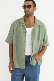 RHYTHM OASIS SHIRT – LIGHTWEIGHT CUBAN COLLAR SHORT SLEEVE SHIRT – DESERT GRASS