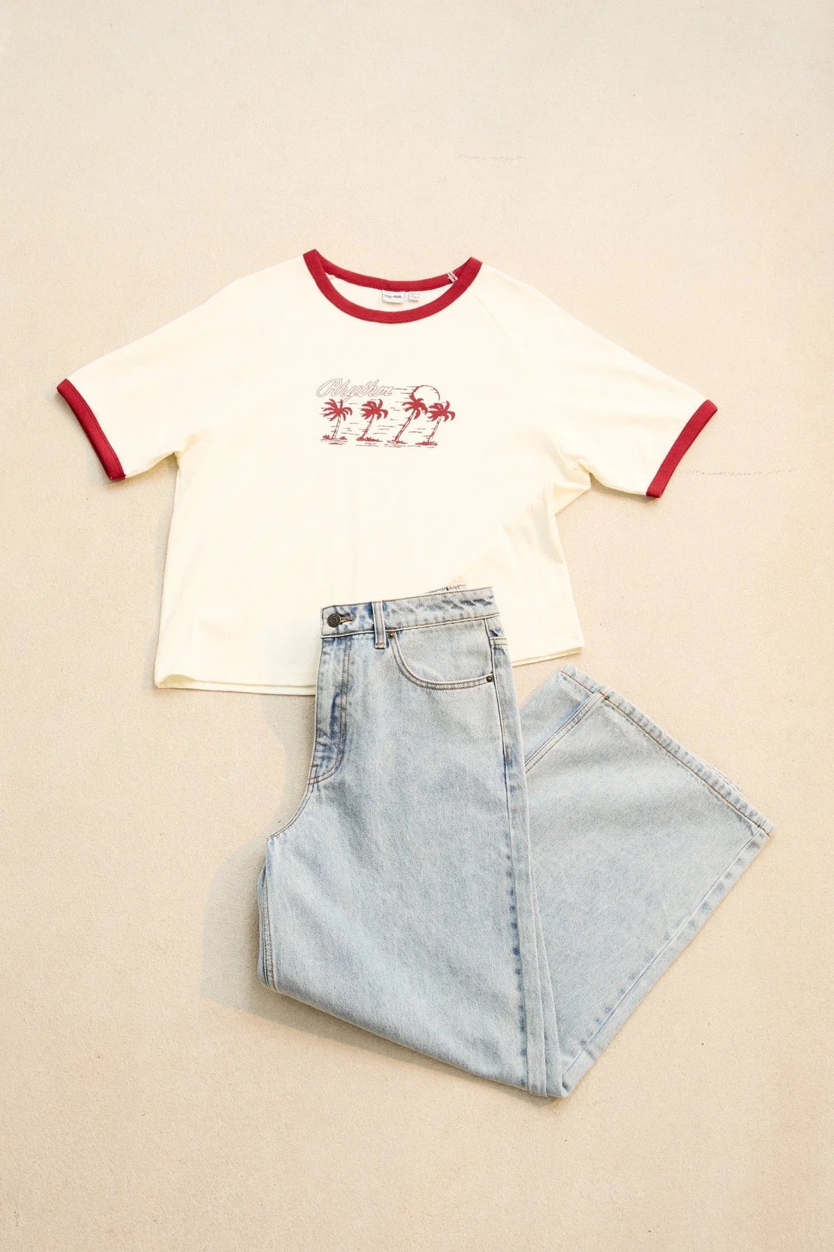 RHYTHM OCEANVIEW RINGER TEE – CHERRY