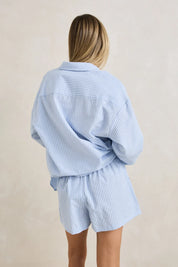 RHYTHM OVERSWIM STRIPE SHIRT WOMENS OVERSIZED BEACH COVER UP BLUE