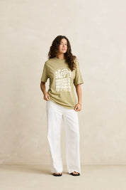 RHYTHM PALM AND SUN OVERSIZED T-SHIRT WOMENS RELAXED FIT GRAPHIC TEE SAGE