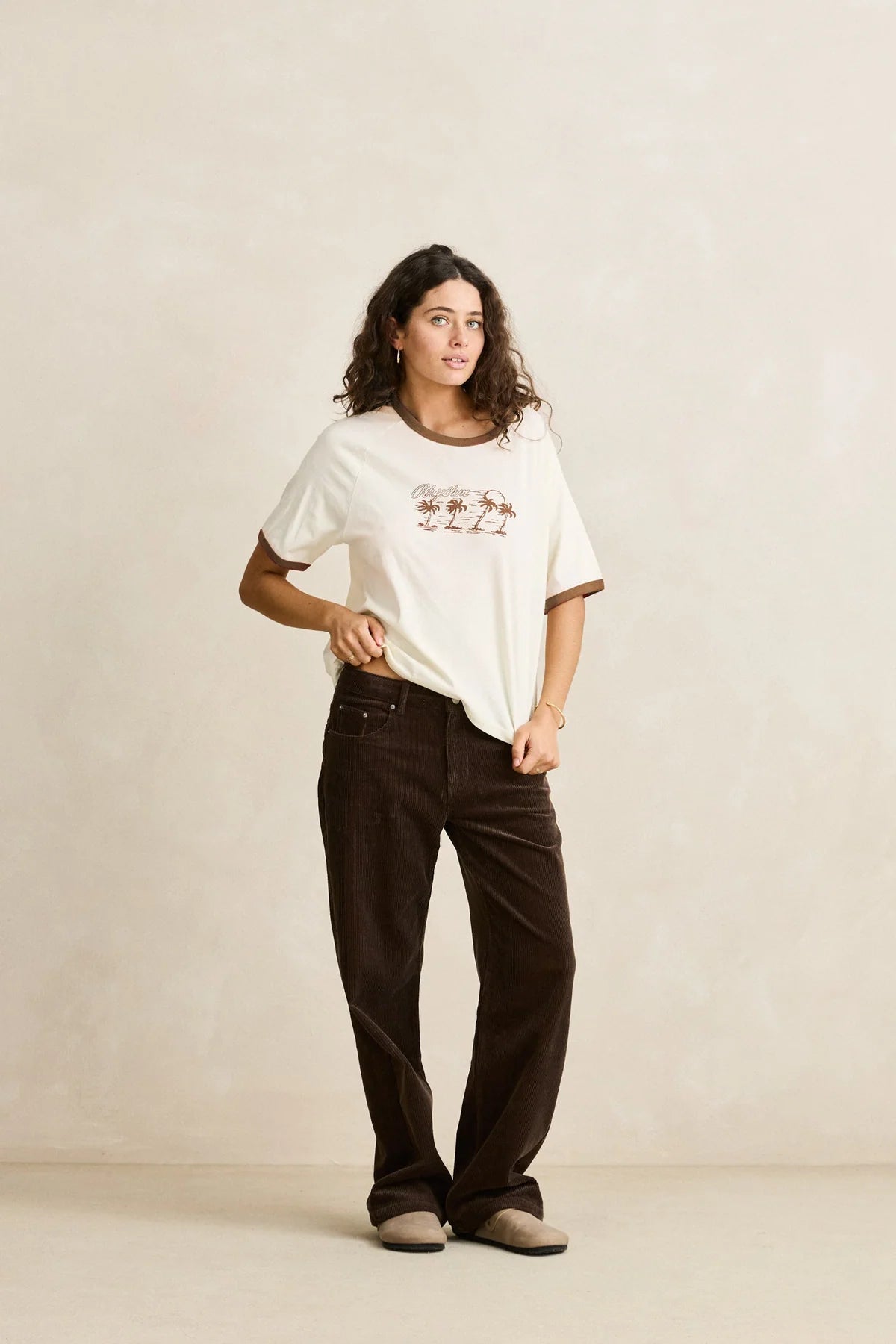 RHYTHM PALMA PRINTED TEE - BROWN