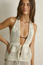 RHYTHM PALOMAR KNIT HALTER TOP - NATURAL